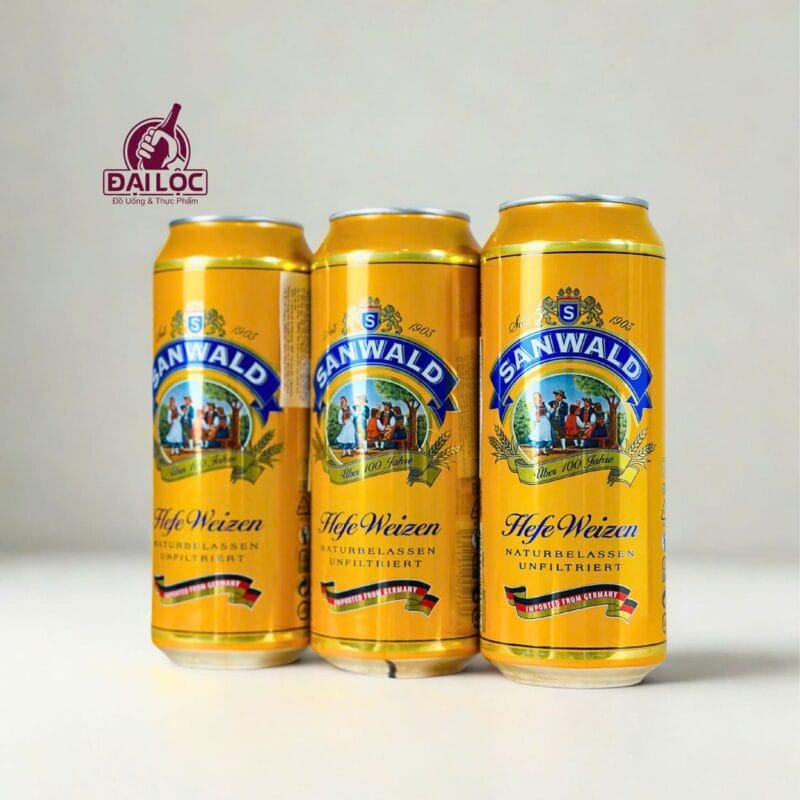 Bia Sanwald Hefe weizen 4.9% – Lon 500ml – Thùng 24 Lon bia Sanwald Hefe Weizen