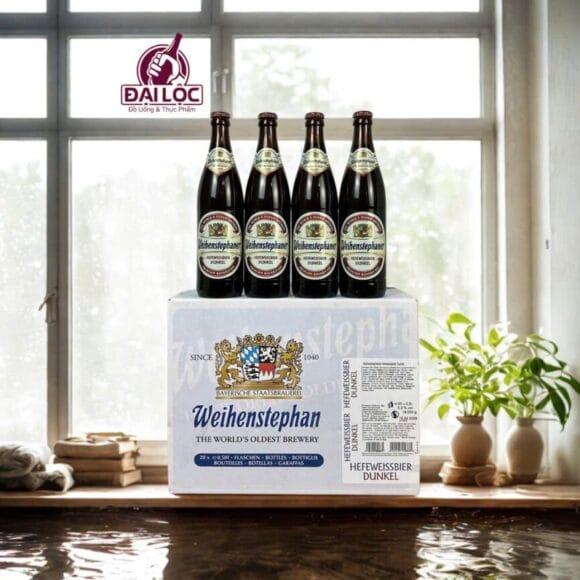 Bia Weihenstephaner Hefeweissbier Dunkel 5.3% – Chai 500ml – Thùng 20 Chai
