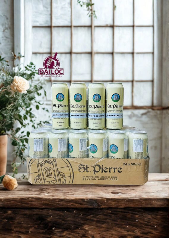 Bia St.Pierre White 5% – Lon 500ml – Thùng 24 Lon BIA RƯỢU NHẬP KHẨU ĐẠI LỘC - Bia St.Pierre White