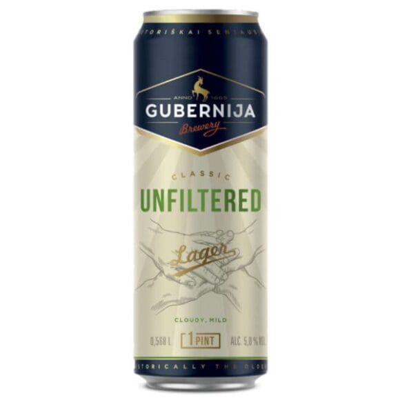 Bia Gubernija Unfiltered Lager 5% – Lon 568ml – Thùng 24 Lon