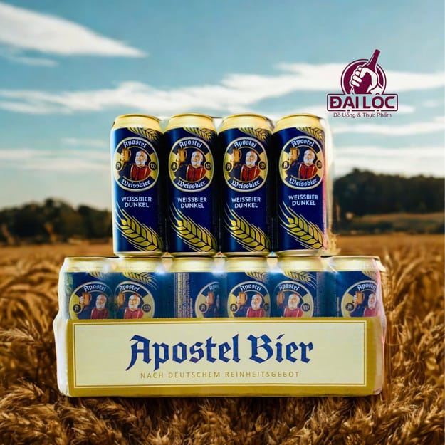 Bia Đức Apostel Weissbier Dunkel 5.3% – Thùng 24 Lon 500ml Bia Đức Apostel Weissbier Dunkel 5,3%: Tinh Hoa Bia Lúa Mì Đen