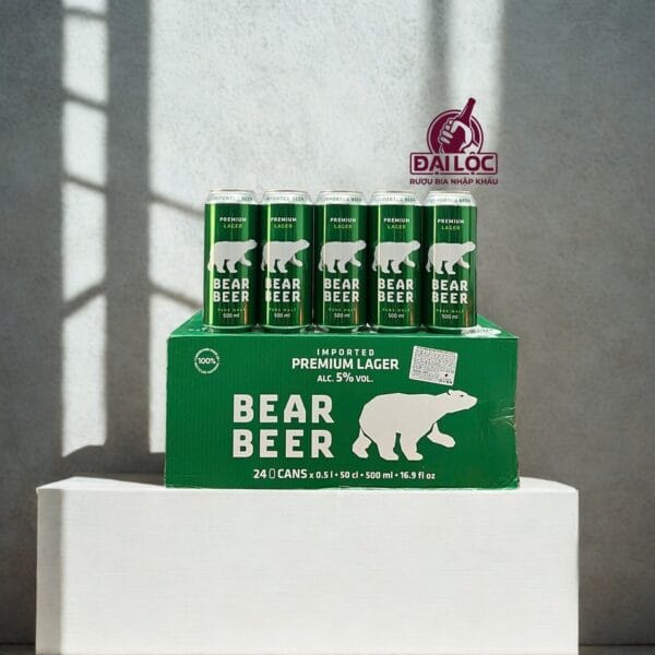 Bia Gấu Xanh Bear Beer Lager 5% Đức – thùng 24 lon 500ml Bia Gấu Xanh Bear Beer Lager 5% Đức