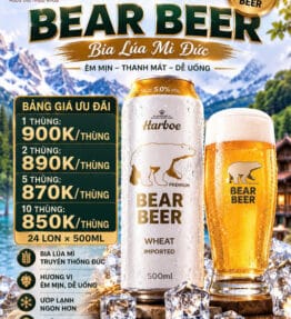 Bear Beer Wheat 5% (Bia Gấu Trắng) - Thùng 24 lon 500ml