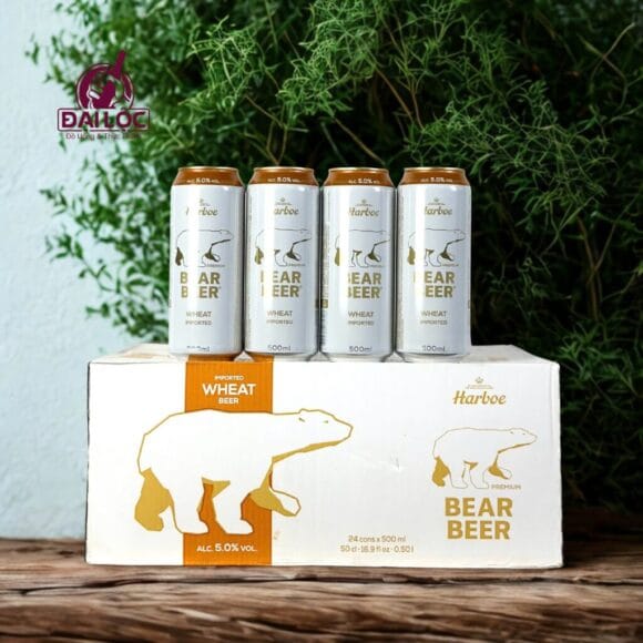 Bia gấu Bear Beer Wheat 5% Đức – thùng 24 lon 500ml - Tặng 1 nón Bảo Hiểm