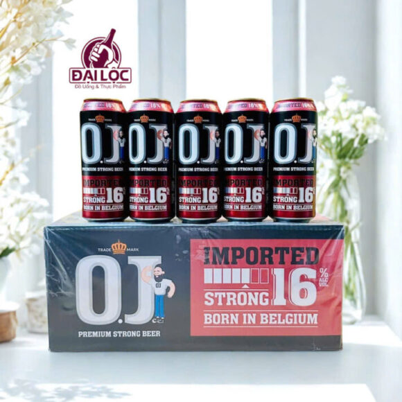 Bia OJ Imported Strong 16% Bỉ – thùng 24 lon 500 ml