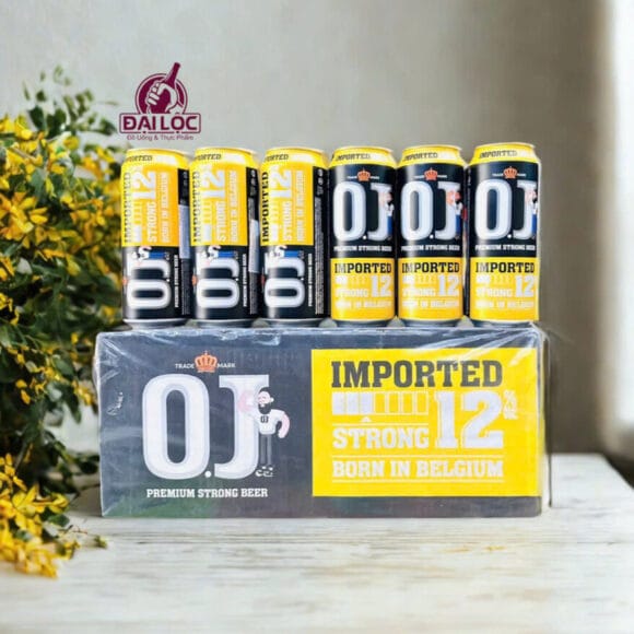 Bia OJ Imported 12% Bỉ – thùng 24 lon 500 ml