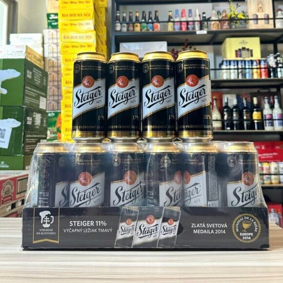 Bia Steiger đen 4,5% Tiệp – thùng 24 lon 500ml