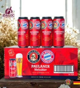 Bia Paulaner Weissbier Bayern FC 5,5% Đức – thùng 24 lon 500 ml