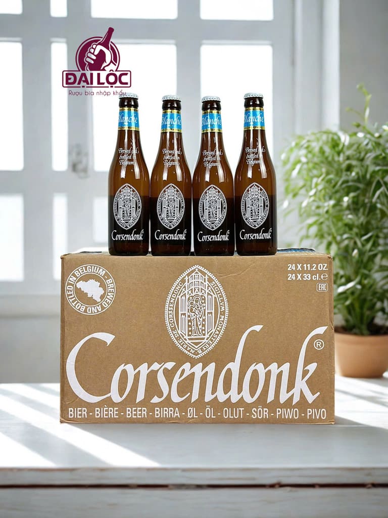 Bia Corsendonk Blanche 4.8% – Chai 330ml – Thùng 24 Chai