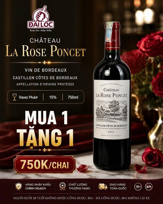 RƯỢU VANG PHÁP CHÂTEAU LA ROSE PONCET 2022 15%