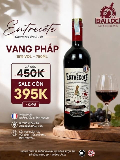 Rượu Vang Pháp Entrecôte 2023 14%