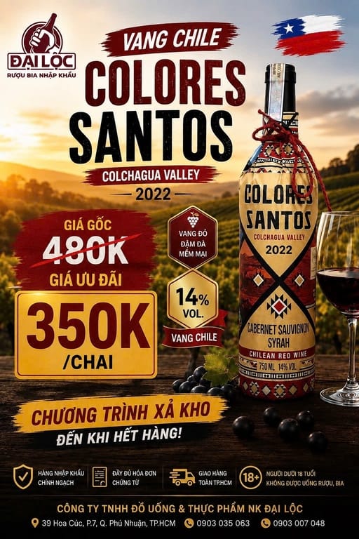 Rượu Vang Chile Colores Santos 14% 750ml