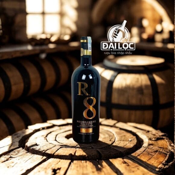 🍇 Rượu Vang Ý R8 Negroamaro Salento 17% 2023 – Sức Mạnh Tuyệt Đối Từ Puglia