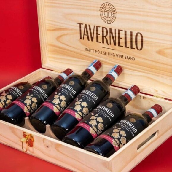 Hộp Quà Gỗ 6 Chai Vang Tavernello Montepulciano