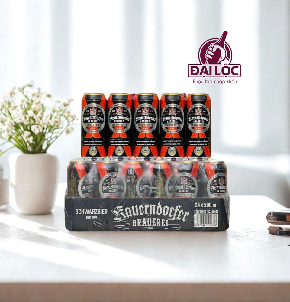 Bia Đen Kauerndorfer Schwarzbier 4,9% – Thùng 24 Lon 500ml