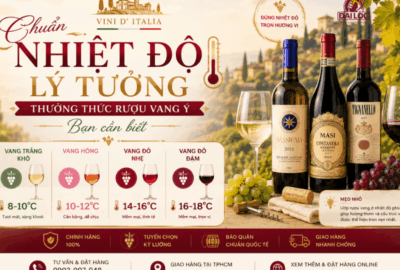 Hướng dẫn chuẩn nhiệt độ lý tưởng thưởng thức rượu vang ý cho từng dòng vang đỏ, trắng, ngọt. Shop Đại Lộc Phú Nhuận giao vang lạnh hỏa tốc tận nơi 2h.