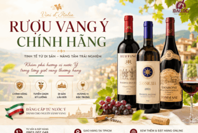 Gợi ý Top 3 chai rượu vang Ý chính hãng ngon, dễ uống, nịnh miệng cho người mới bắt đầu tại Đồ Uống Đại Lộc TPHCM.