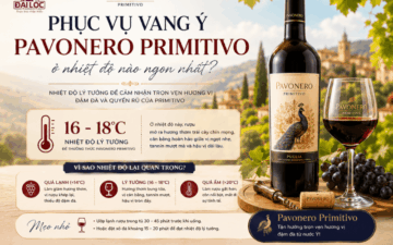 Khám phá nhiệt độ phục vụ rượu vang Ý PavoNero Primitivo chuẩn Sommelier (16°C - 18°C). Shop Đại Lộc Phú Nhuận cung cấp rượu vang Ý chính hãng, giao lạnh hỏa tốc 2h.
