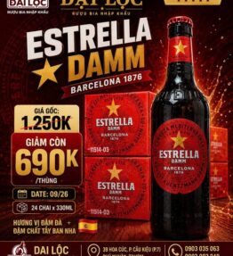 Bia Estrella Damm 4,6% Tây Ban Nha - Thùng 24 Chai 330ml