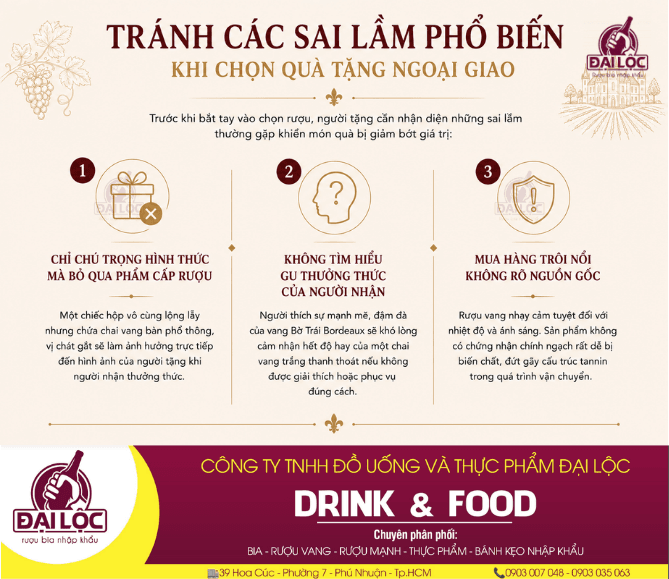 Người tặng cần nhận diện những sai lầm trước khi chọn set quà tặng rượu vang Pháp