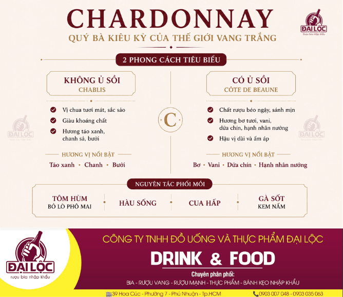 Giống nho Chardonnay cực kỳ ăn ý khi dùng chung với các món hải sản cao cấp