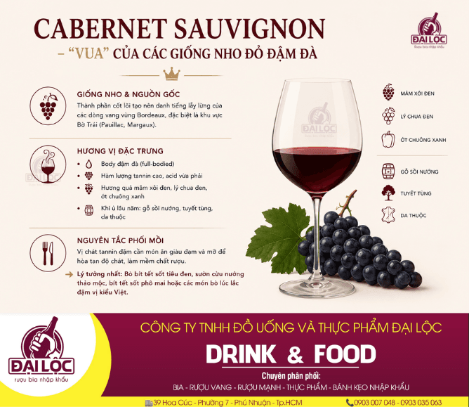 Giống nho Cabernet Sauvignon tạo nên danh tiếng lẫy lừng của các dòng vang vùng Bordeaux