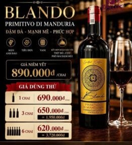 Rượu Vang Ý Blando Primitivo di Manduria 15,5% 2020 - Limited Edition