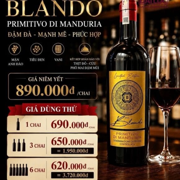 Rượu Vang Ý Blando Primitivo di Manduria 15,5% 2020 - Limited Edition