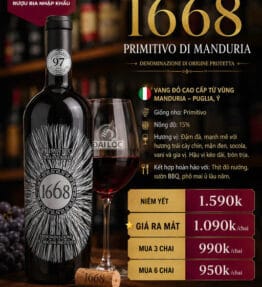 Rượu Vang Ý 1668 Primitivo di Manduria DOP 15% 2016