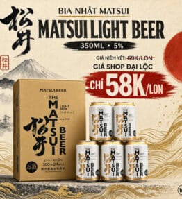 Bia Nhật Matsui Light 5% - Thùng 24 Lon 350ml