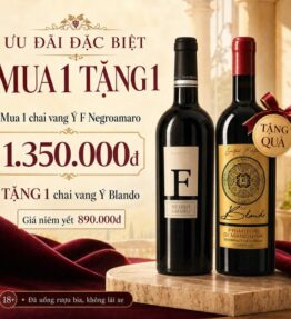 Mua 1 Tặng 1: Vang F Negroamaro 15% Tặng Vang Blando Primitivo 15,5%