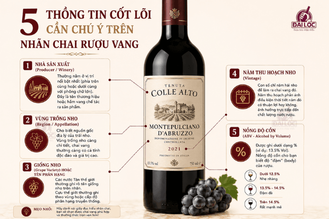 Nắm vững các thông số cơ bản giúp việc đọc nhãn rượu vang trở nên dễ dàng hơn bao giờ hết.