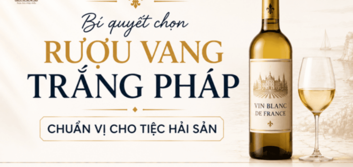 Bí quyết chọn rượu vang trắng hợp tiệc hải sản. Gợi ý dòng rượu vang trắng Pháp địa chỉ mua hàng tại Đồ Uống Đại Lộc 2026. 