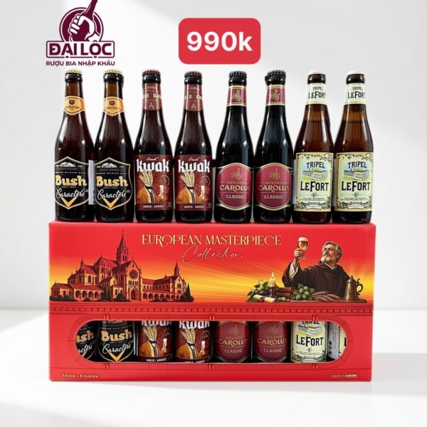 Hộp Quà Bia 8 Chai European Masterpiece | Bia Tu Viện Bỉ & Hà Lan