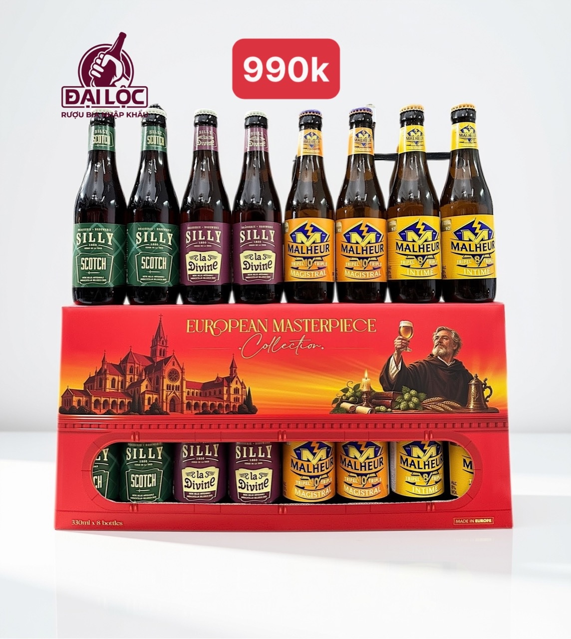 Hộp Quà Bia 8 Chai European Masterpiece | Bia Tu Viện Bỉ & Hà Lan