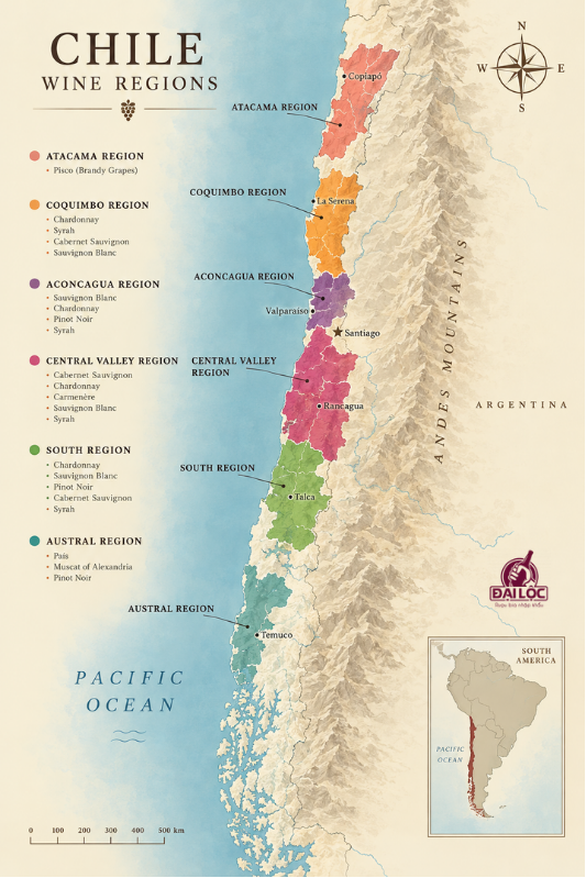 Khám phá Maipo Valley thủ phủ rượu vang Chile thượng hạng Tiểu vùng Alto Maipo sát chân núi Andes là nơi tạo ra các chai vang Cabernet Sauvignon đẳng cấp.