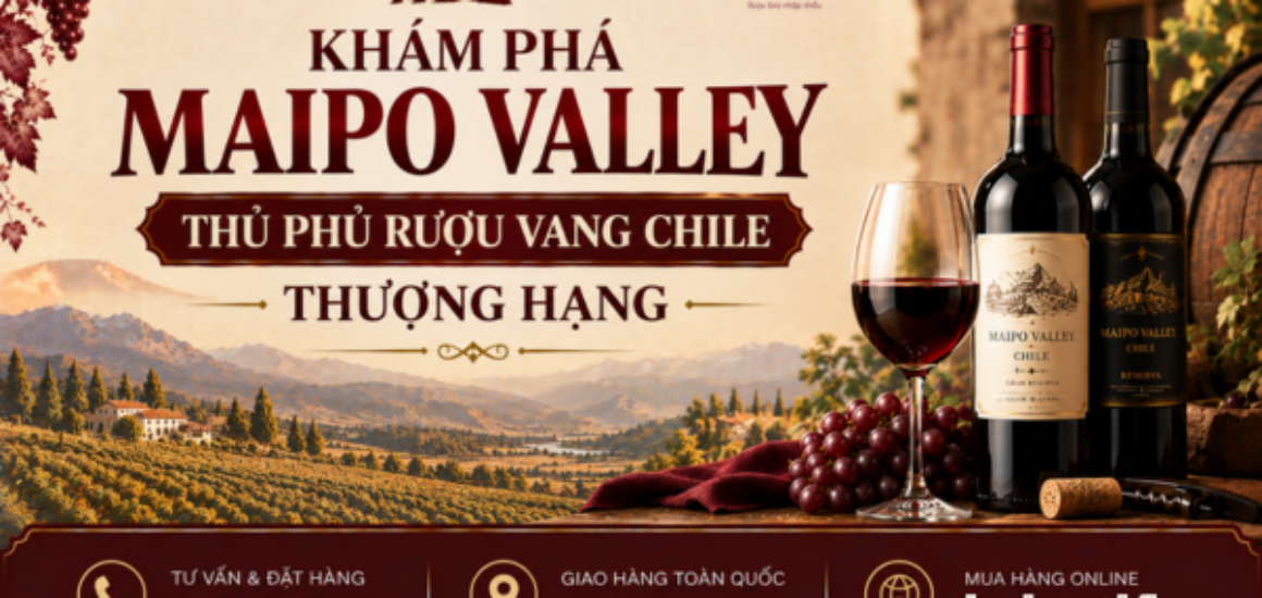 Khám phá Maipo Valley thủ phủ rượu vang Chile thượng hạng. Khám phá thổ nhưỡng, giống nho Cabernet Sauvignon hầm lạnh 2026.